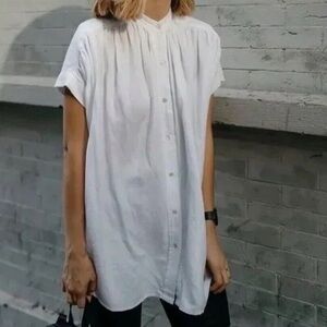 Wilfred Aritzia Bertillon Button Down Short Sleeve Shirt White Small Tunic Top